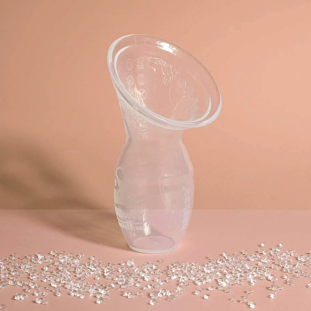 Manual Breast Pump with Storage Milk Bottle for Breastfeeding 100% Food Grade Silicone BPA PVC and Phthalate Free (4Oz/100Ml Pump + 160Ml Storage Milk Bottle)