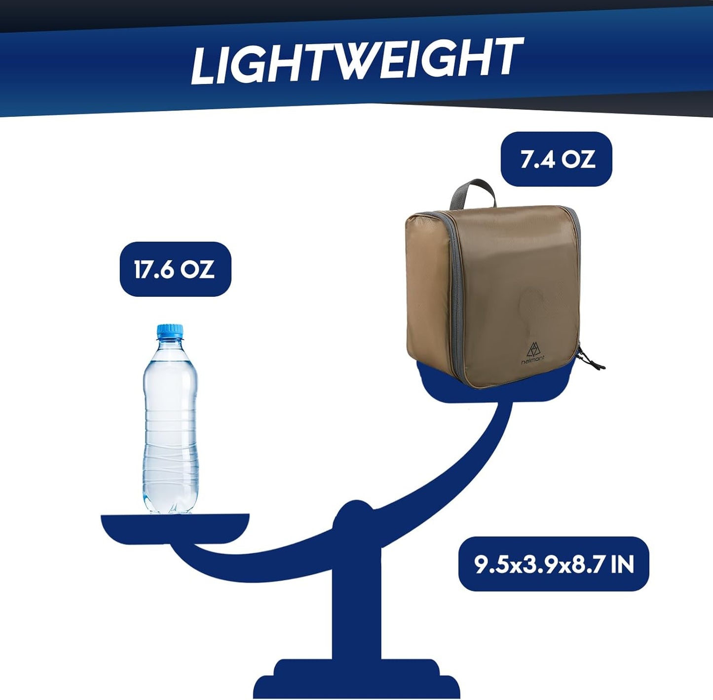 Hanging Toiletry Bag, Lightweight Travel Makeup Organizer for Women Men, Compact Toiletries Bags with Mirror for Gym Workout, Brown
