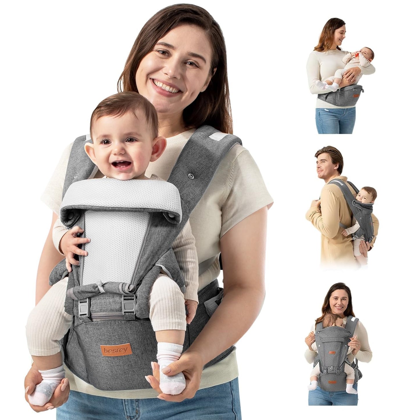 Baby Carrier with Hip Seat - Kangaroo Carrier Baby Body Holder with Waist Strap