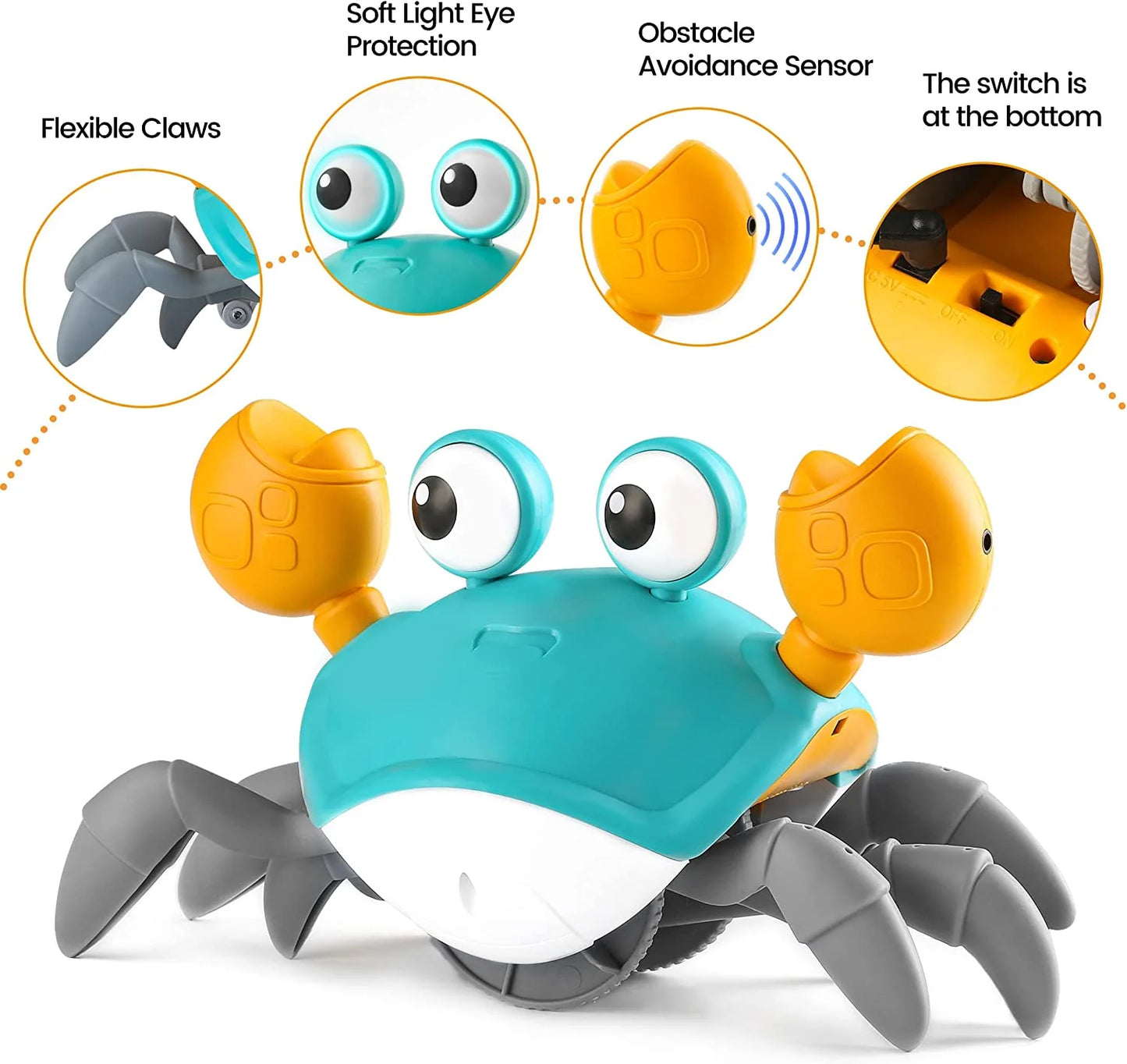Educational & Sensory Electronic Crawling Crab Baby Toy with Lights, 1-4+, 2 Piece