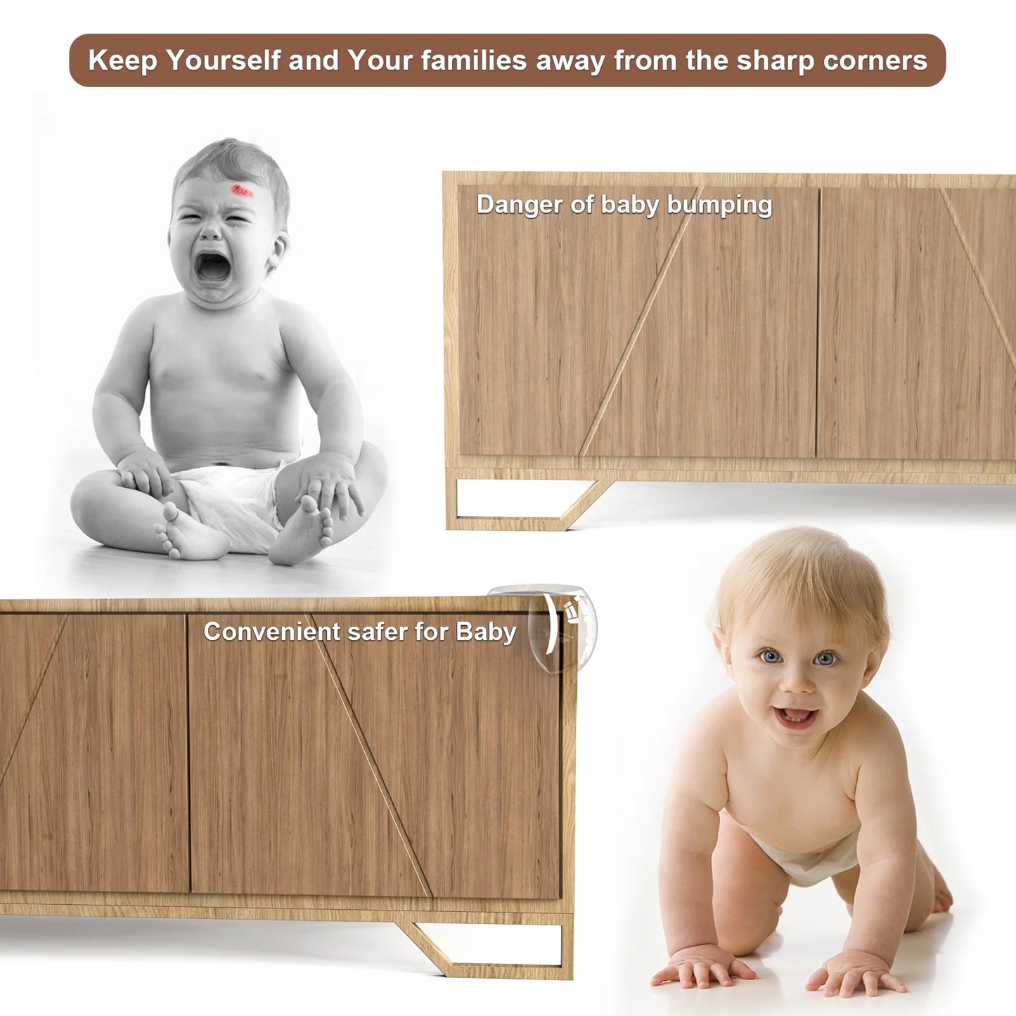 Table Corner Protectors for Furniture Baby Safety Proofing Corner Guards 24 Pack Round