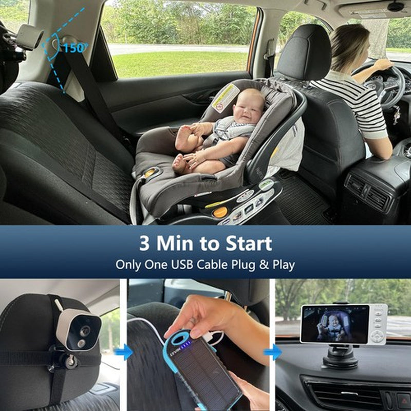 Baby Car Camera Backseat Wireless Baby Monitor with Camera (Max. Range 1000FT...