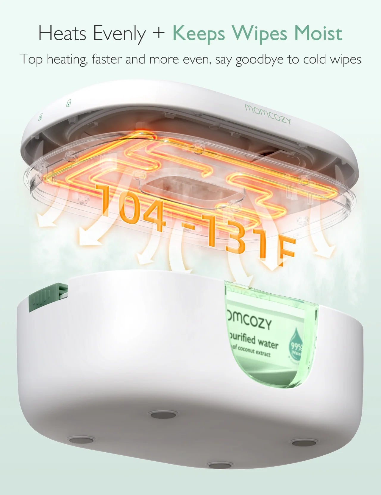 Baby Wipe Warmer with Spring Design, 4 Modes Temperature, Wipe Dispenser with Night Light