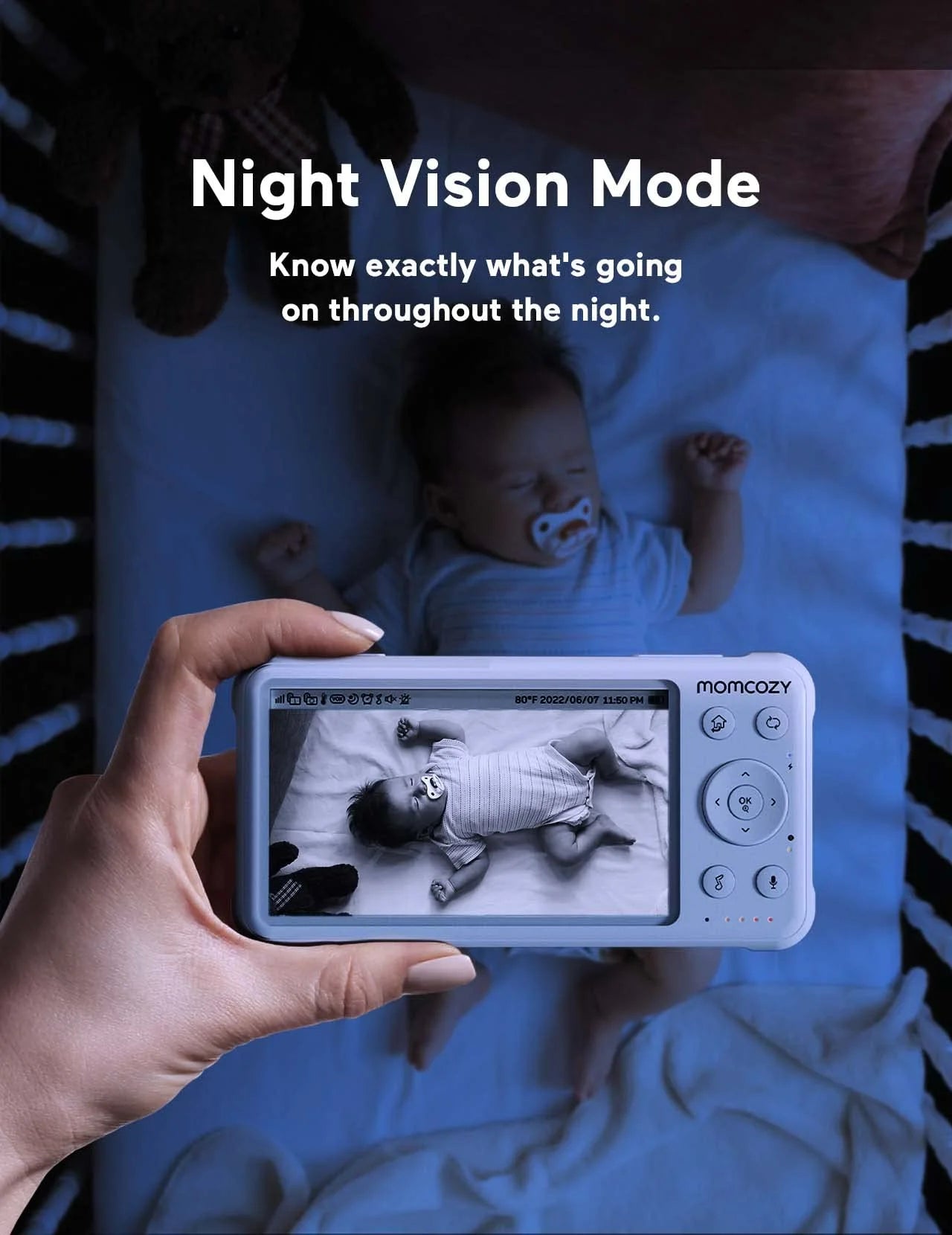 Video Baby Monitor, 5'' Display, 1080P HD, Infrared Night Vision, Long Range, 2-Way Talk