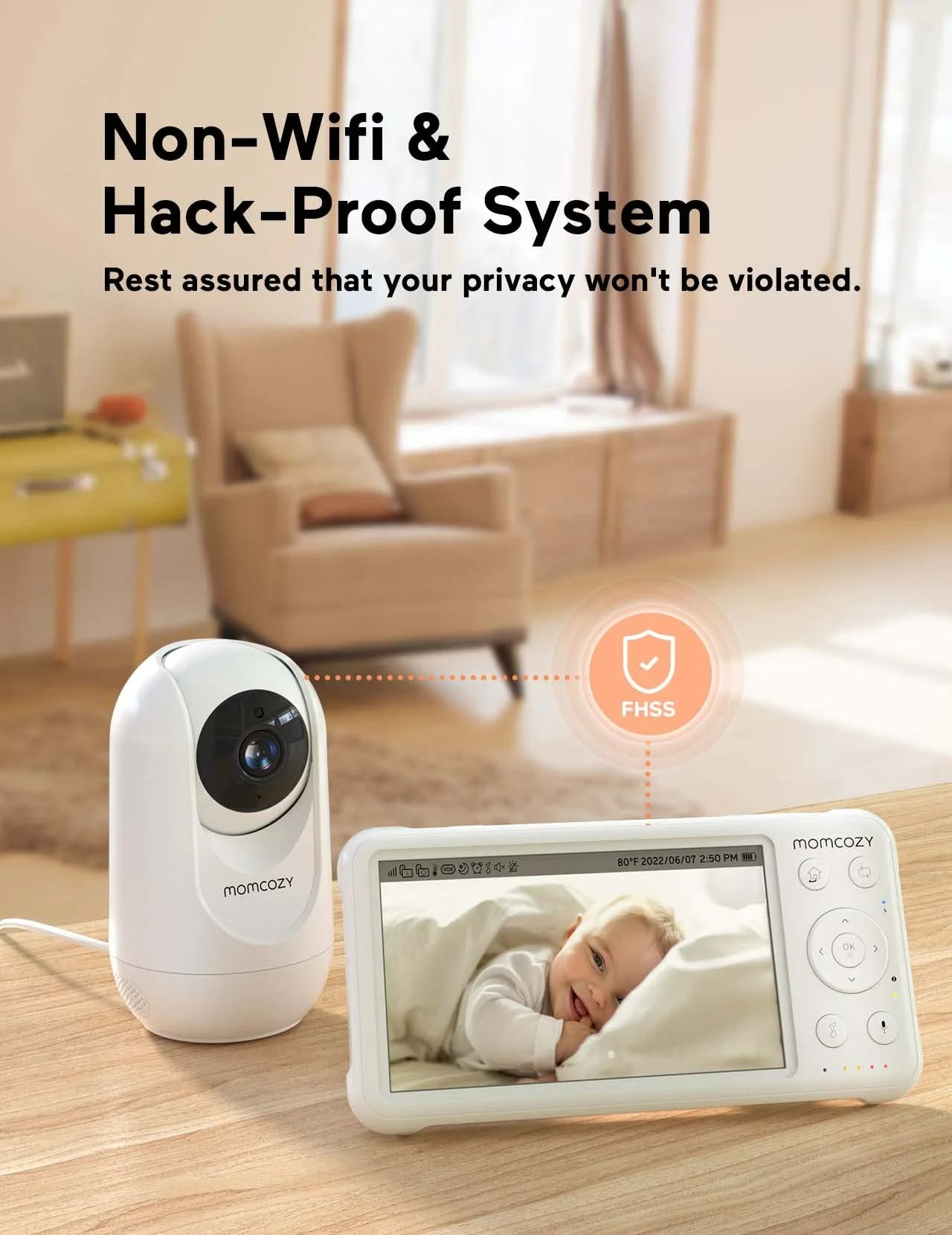 Video Baby Monitor, 5'' Display, 1080P HD, Infrared Night Vision, Long Range, 2-Way Talk