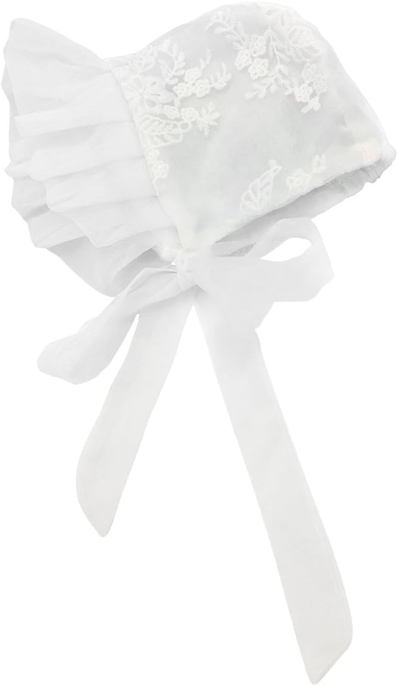 Baby Girls Christening Baptism Dress Newborn Floral Embroidered Lace Dresses for Toddler