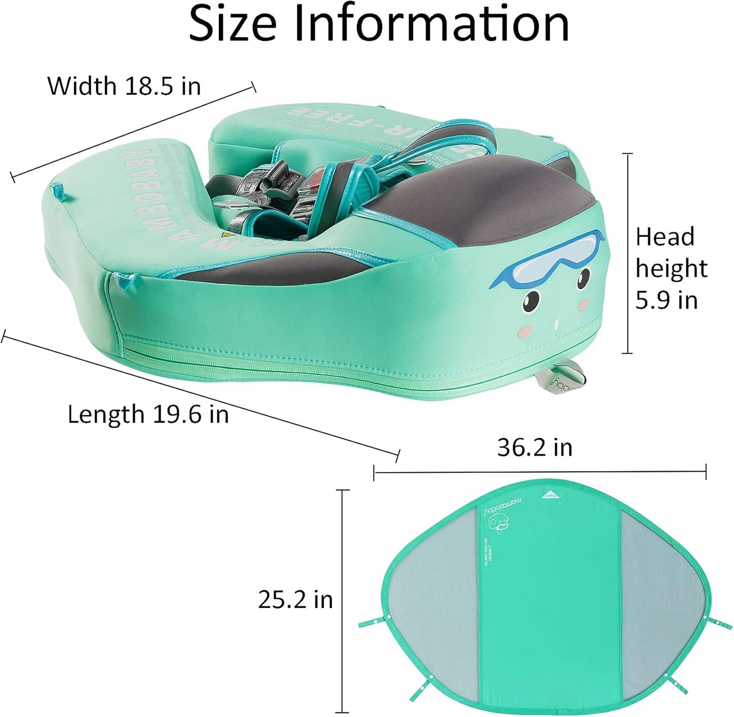 Baby Pool Float with Canopy,Non Inflatable Baby Swim Float,Upgrade Soft Skin-Friendly Material Infant Pool Float with UPF 50+ UV Sun Protection Canopy