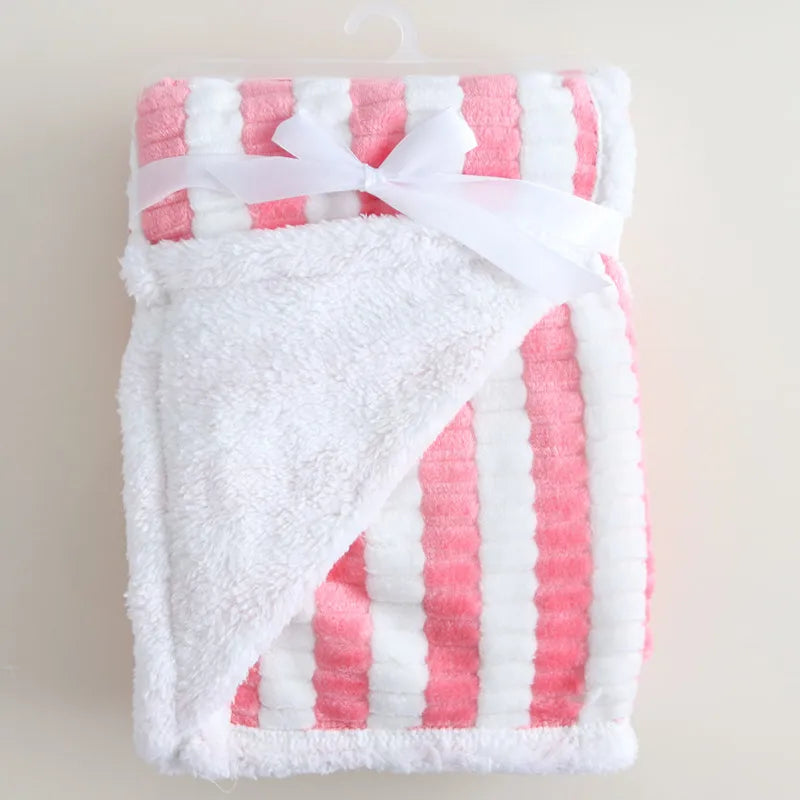 Baby Blankets New Thicken Double Layer Cartoon Fleece Infant Swaddle Bebe Envelope Stroller Wrap Newborn Baby Bedding Blanket