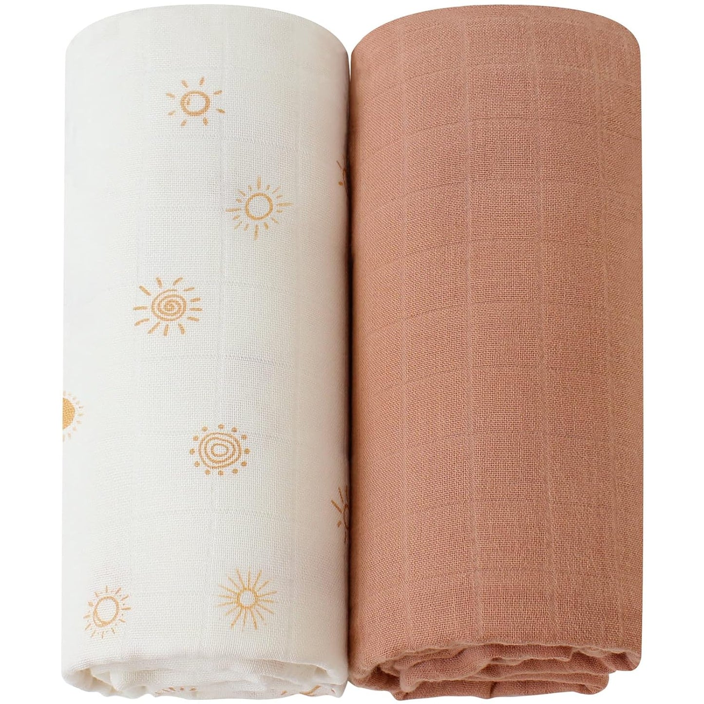 Baby Swaddle Blankets, Muslin Swaddle Blankets Boys Girls Swaddling Wrap Receiving Blanket Neutral for Newborn, Organic Cotton, Large 47 X 47 Inches, Sunshine Print & Solid Color