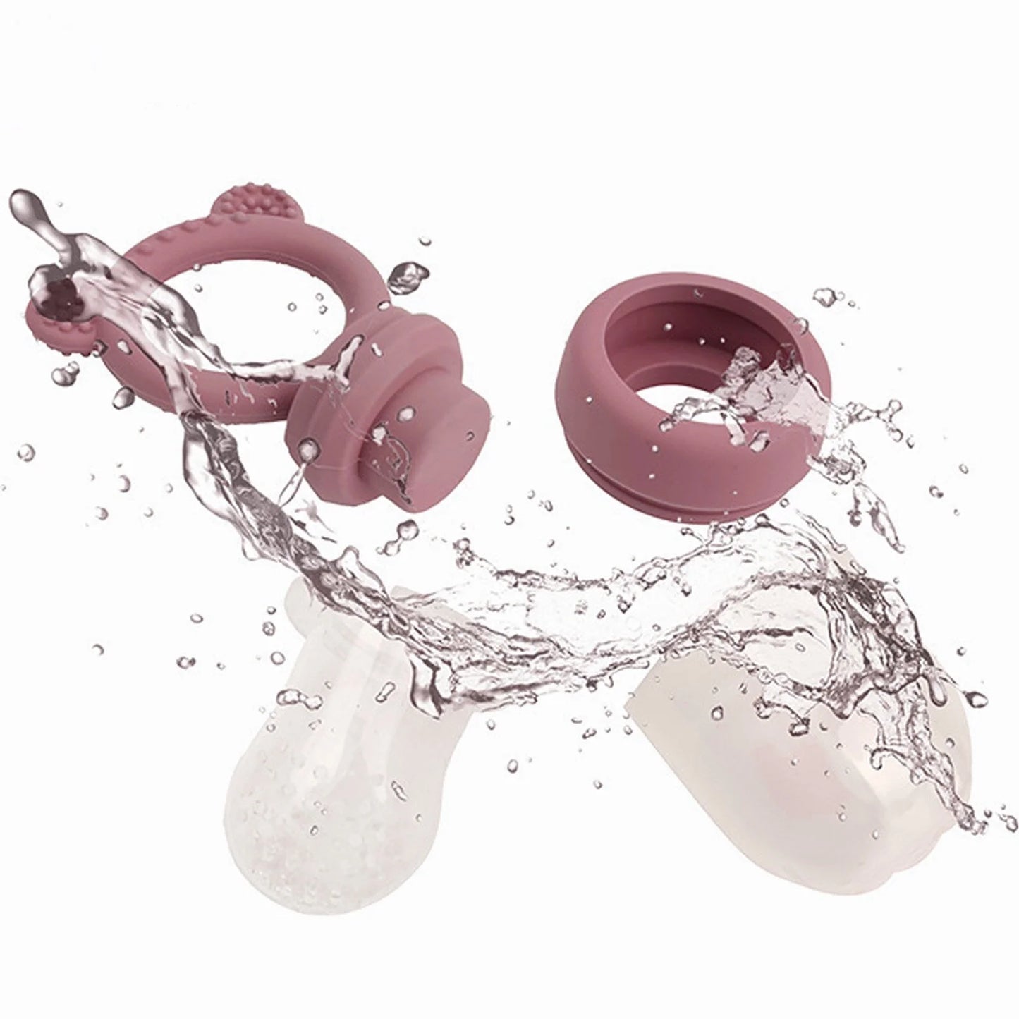 Silicone Baby Fruit Food Feeder Pacifier & Breastmilk Popsicle Freezer Molds, Baby Food Storage Containers Breast Milk Ice Cubes for Baby Teething & Infant Self Feeding, BPA Free (Pink)
