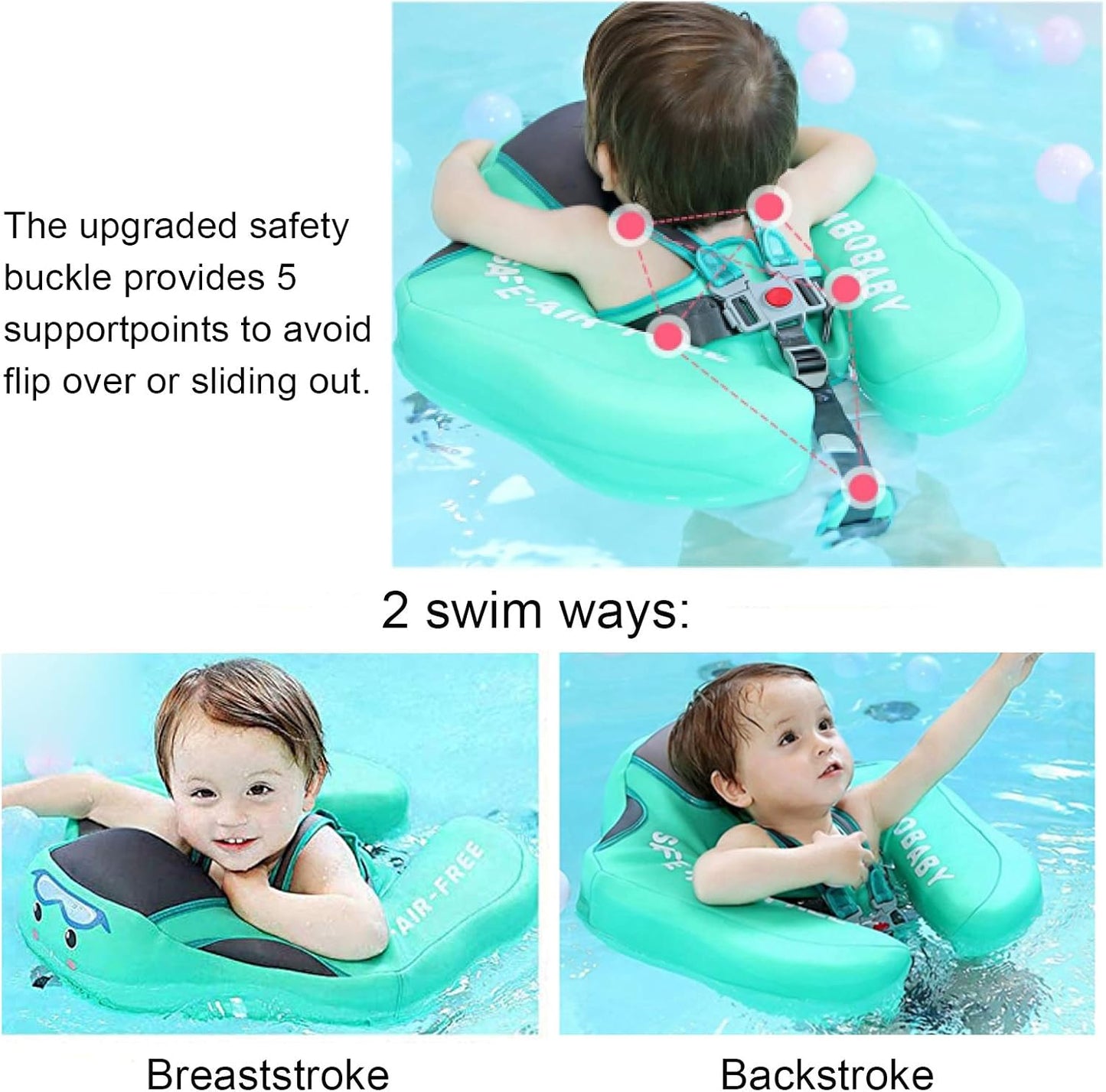 Baby Pool Float with Canopy,Non Inflatable Baby Swim Float,Upgrade Soft Skin-Friendly Material Infant Pool Float with UPF 50+ UV Sun Protection Canopy