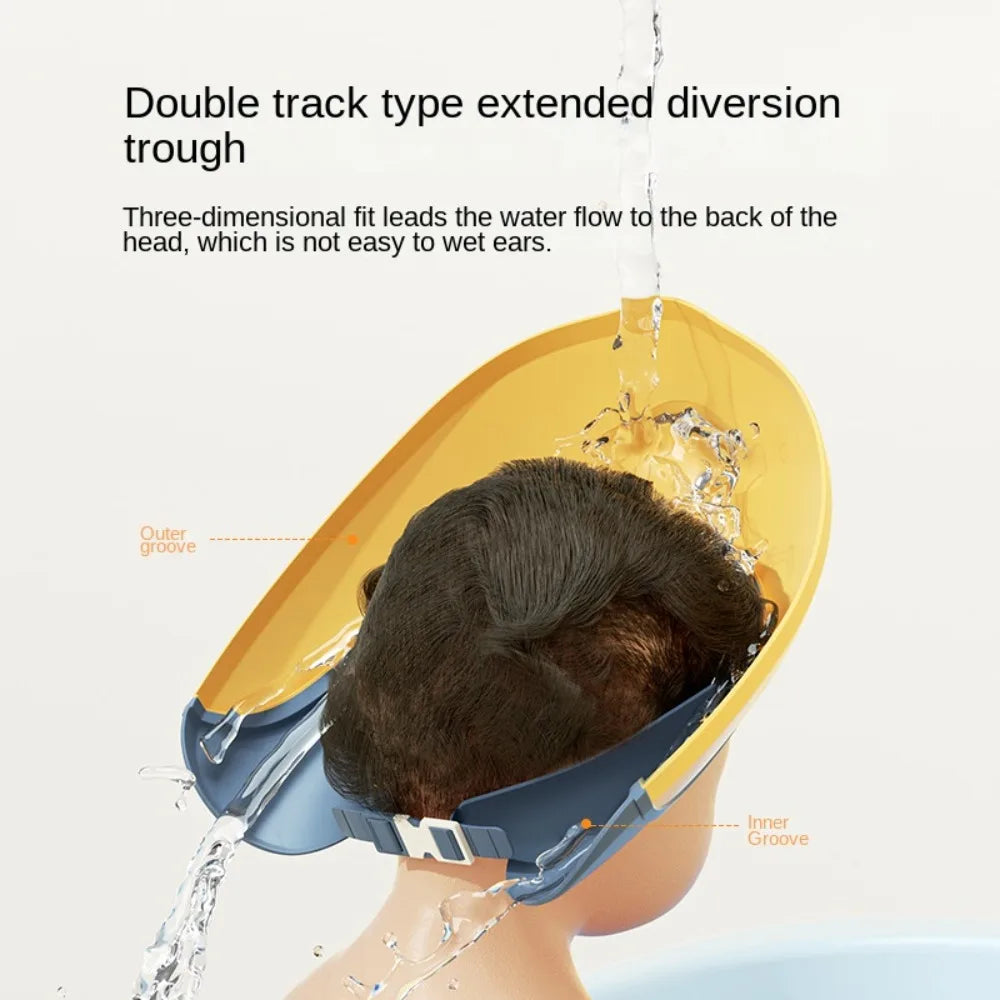 Children'S Baby Bath Shower Cap Shampoo Bath Cap Adjustable Cap Waterproof Eye Protection Earmuff Headgear Shampoo Cap