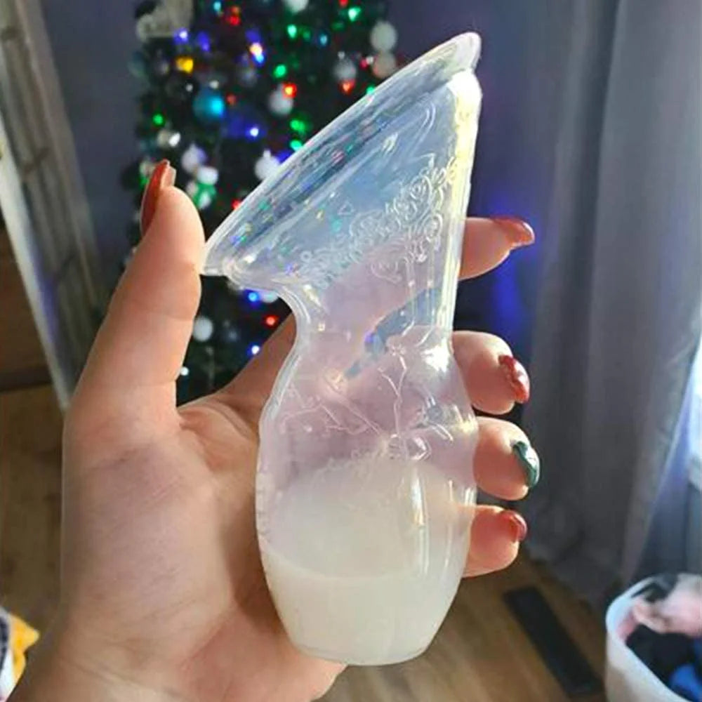 Manual Breast Pump with Storage Milk Bottle for Breastfeeding 100% Food Grade Silicone BPA PVC and Phthalate Free (4Oz/100Ml Pump + 160Ml Storage Milk Bottle)