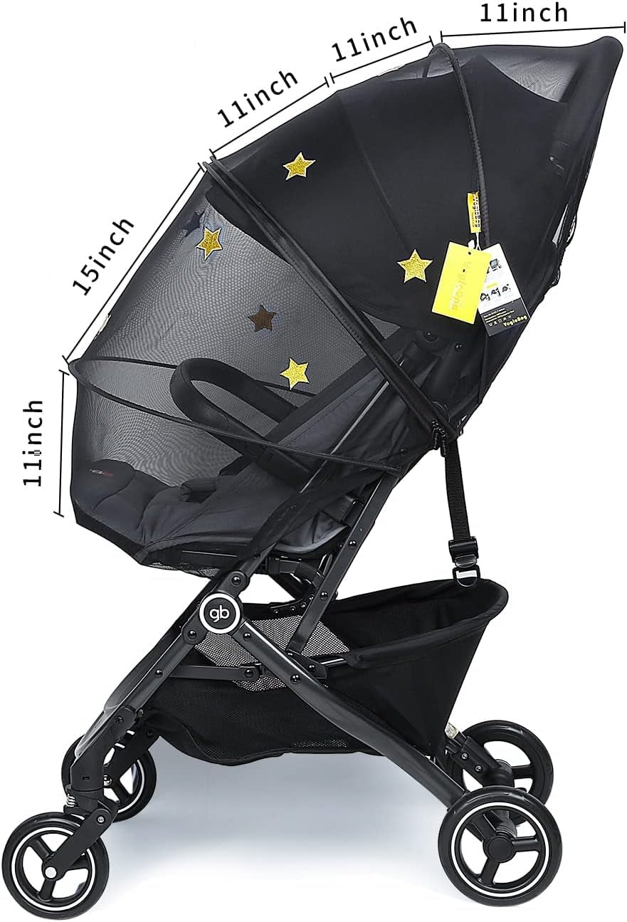 Stroller Mosquito Net, Universal Mosquito Net for Stroller, Unique Handmade Embroidery Stars Pattern-Beautiful for Stroller Net Cover-Easy to Install-Fit for Graco Strollers, Car Seat,Bassinet,Cradle