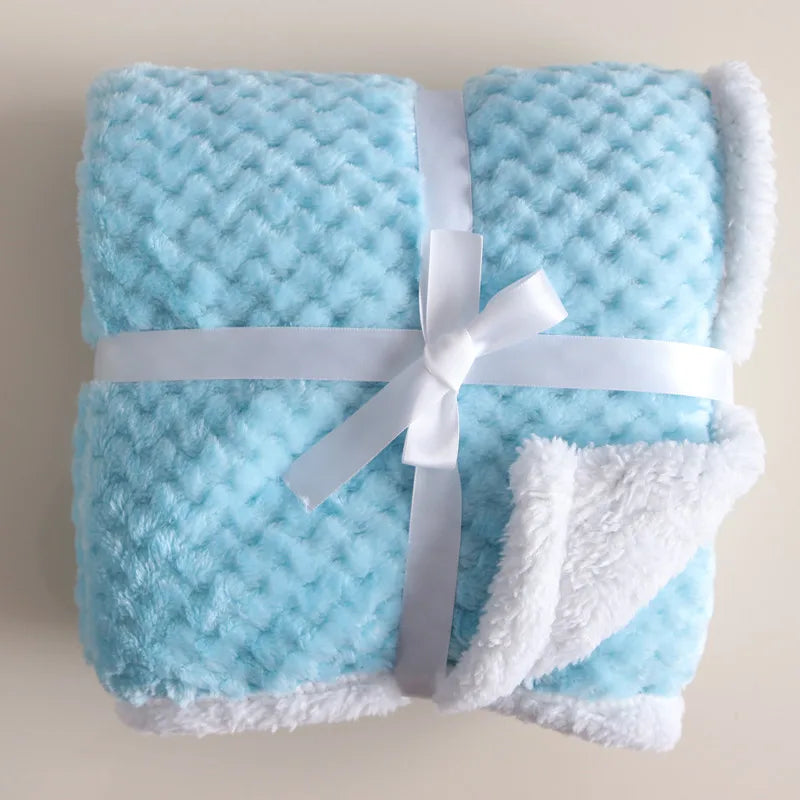 Baby Blankets New Thicken Double Layer Cartoon Fleece Infant Swaddle Bebe Envelope Stroller Wrap Newborn Baby Bedding Blanket