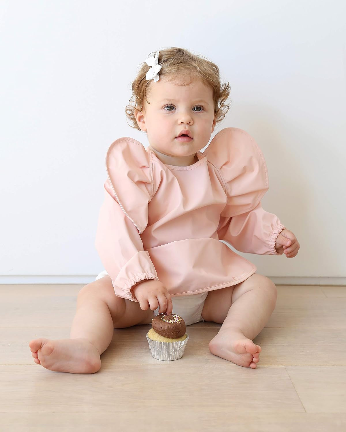 Waterproof Long Sleeve Baby Bibs for Baby Girl, Waterproof Bibs - Wipe Clean, Washable - Long Sleeve Feeding Bibs for Babies & Toddler with Food Catcher - Wearable Baby Smock for Eating…