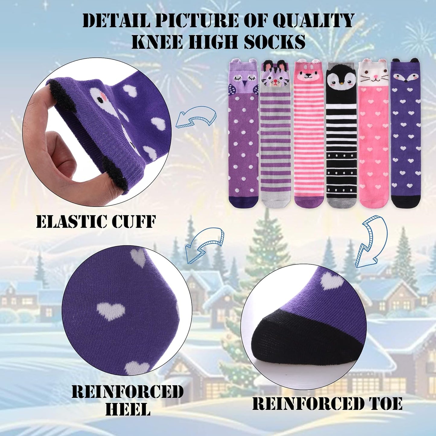 3-12 Year Old Girls Knee High Socks Kids Cute Crazy Funny Animal Pattern Long Boot Socks 6 Pairs