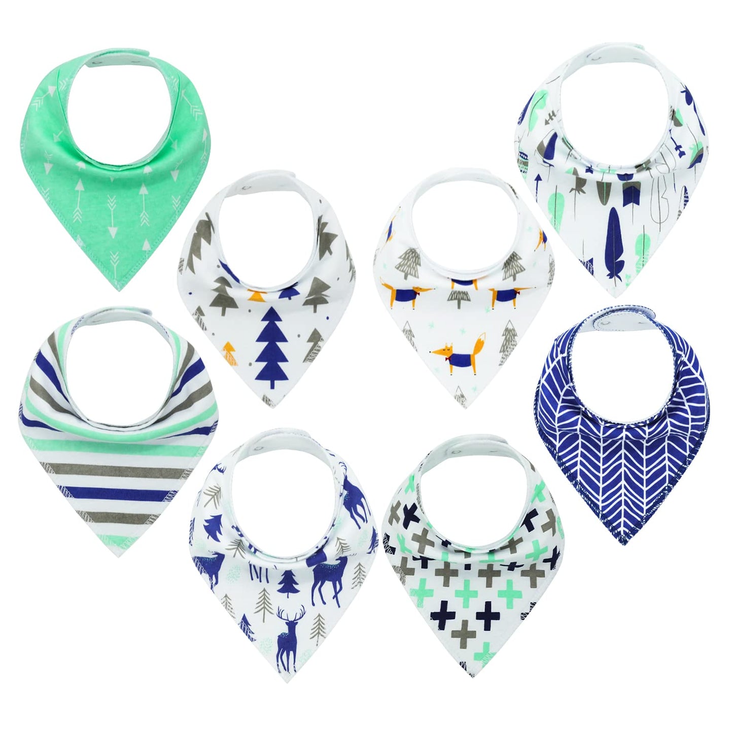 Baby Bibs 8 Pack Unisex Baby Bandana Drool Bibs for Boys Girls, Newborn Toddler Bibs 100% Organic Cotton 3-24 Months, Waterproof Bibs