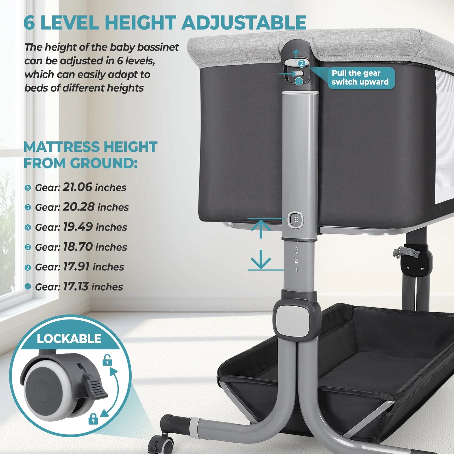 Portable Baby Bedside Sleeper Bassinet with Waterproof Mattress Pad for Infant Newborn up to 12 Month