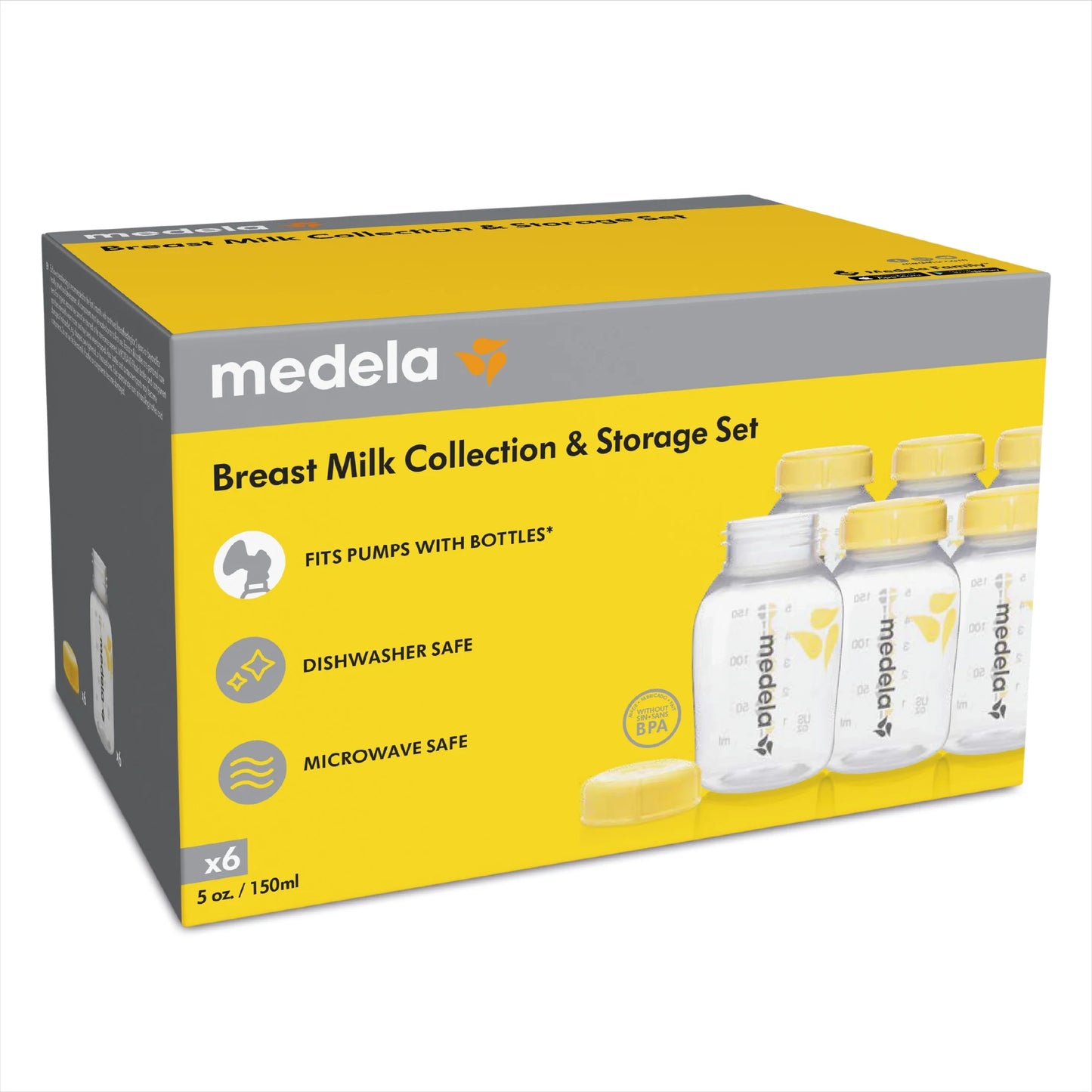 Breast Milk Collection and Storage Bottles with Solid Lids - 6Pk/5Oz