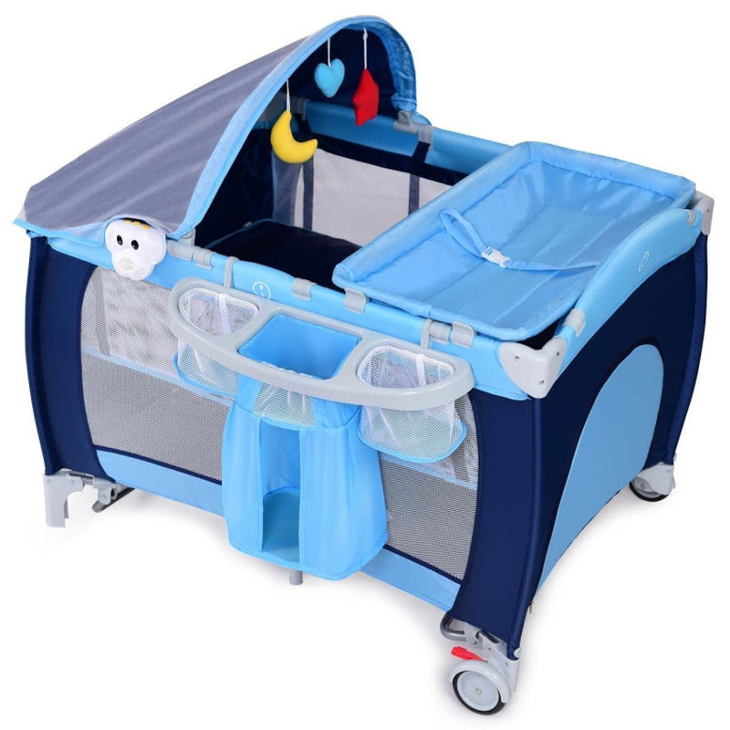 3-In-1 Foldable Baby Crib Playpen with Mosquito Net and Carry Bag