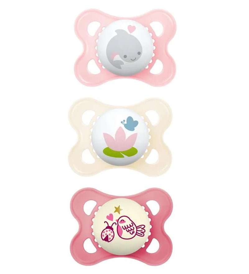 Day & Night Pacifier, 0-6 Months, Girl, 3 Pack