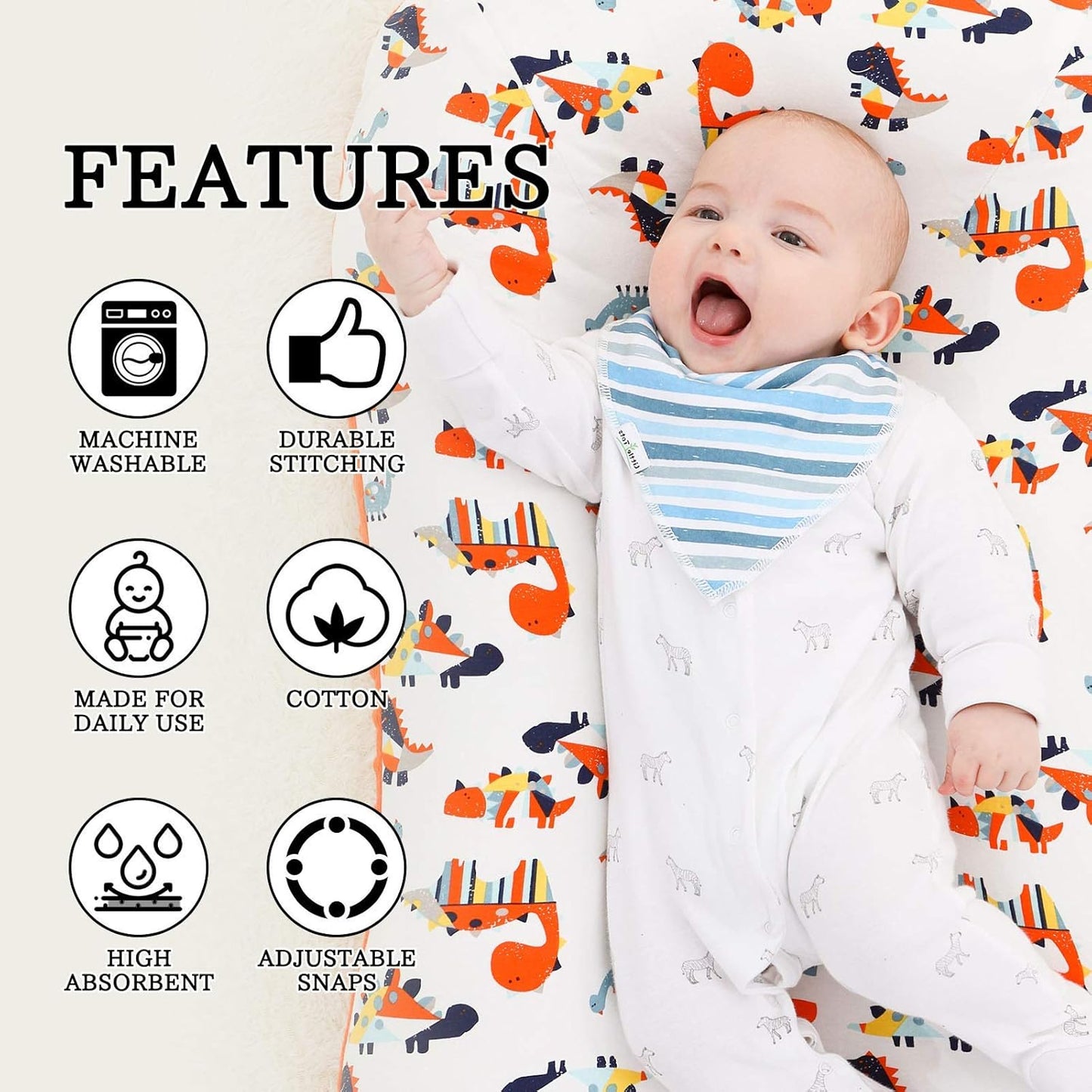Baby Bandana Drool Bibs for Boys, Girls, Baby Unisex Cotton Bibs 4/8/10 Pack Soft and Absorbent