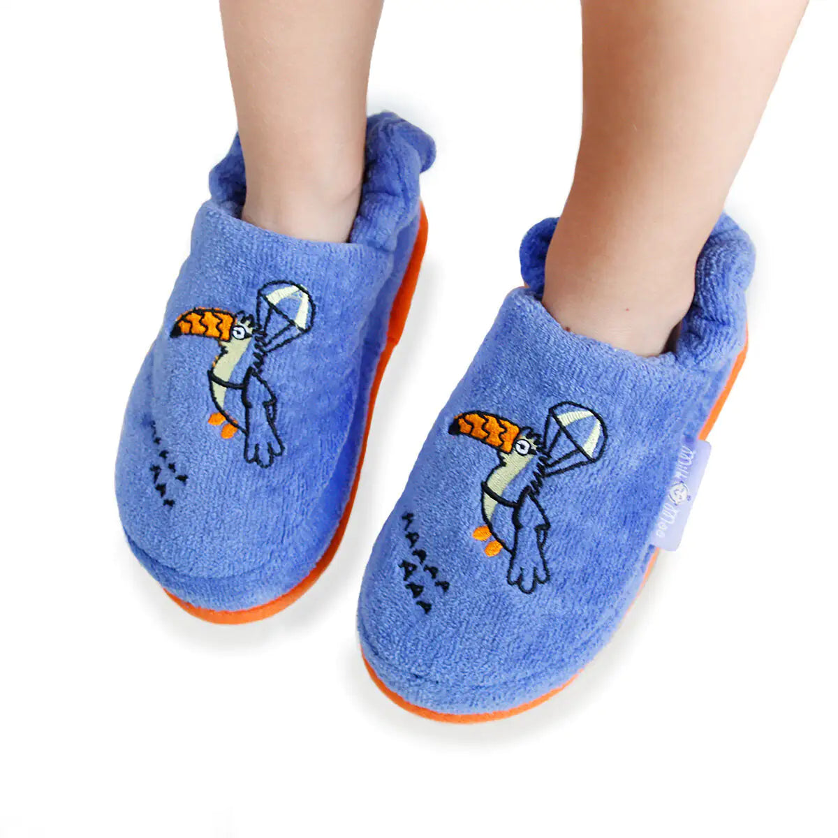 Milk&Moo Flying Toucan Kids Slippers – 100% Cotton, Anti-Slip Indoor House Shoes for Boys & Girls, EU 29–30 / US 12–12.5C