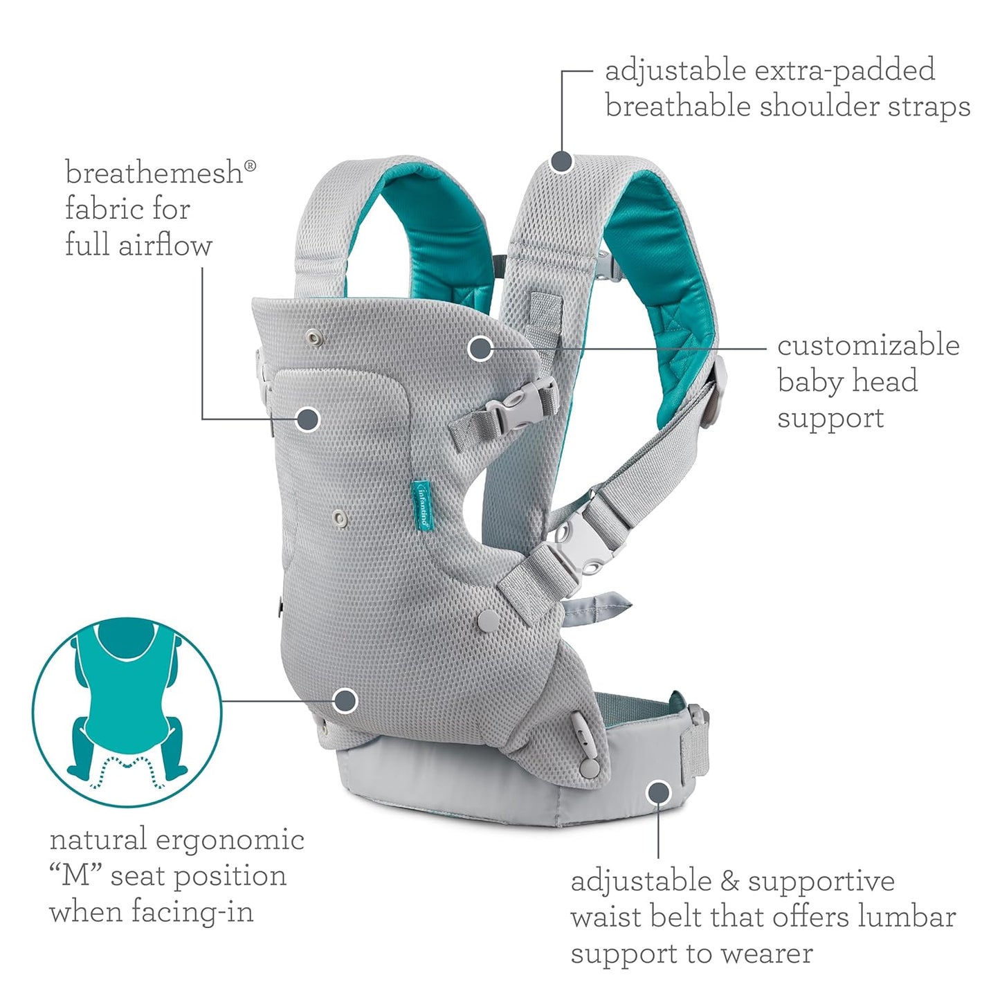 Flip 4-In-1 Light & Airy Convertible Baby Carrier, Adjustable, Ergonomic Babywearing, Registry Essential, Baby Carrier for Newborn to Toddler