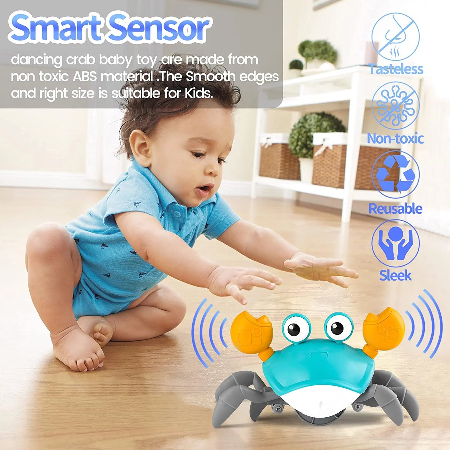 Educational & Sensory Electronic Crawling Crab Baby Toy with Lights, 1-4+, 2 Piece