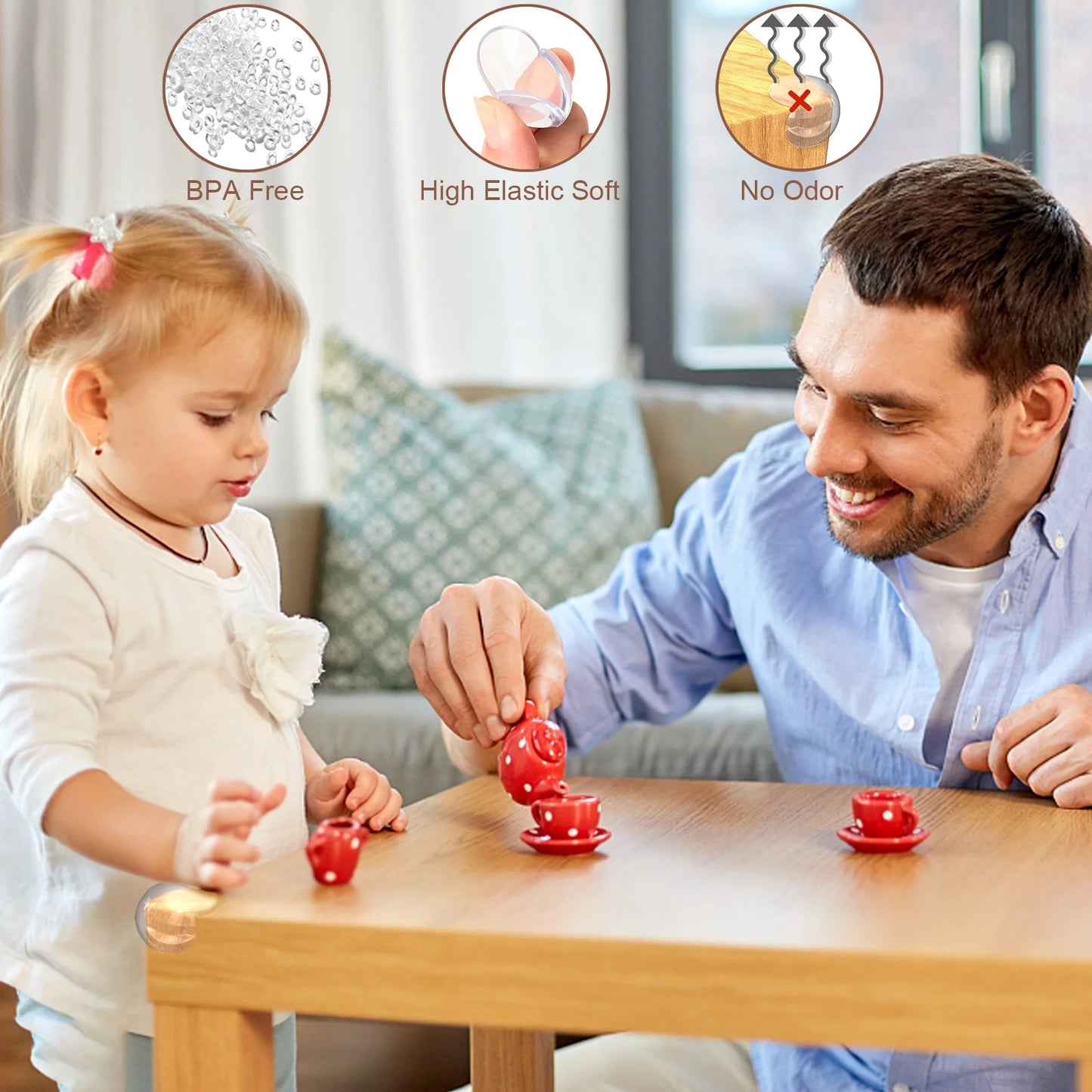 Table Corner Protectors for Furniture Baby Safety Proofing Corner Guards 24 Pack Round