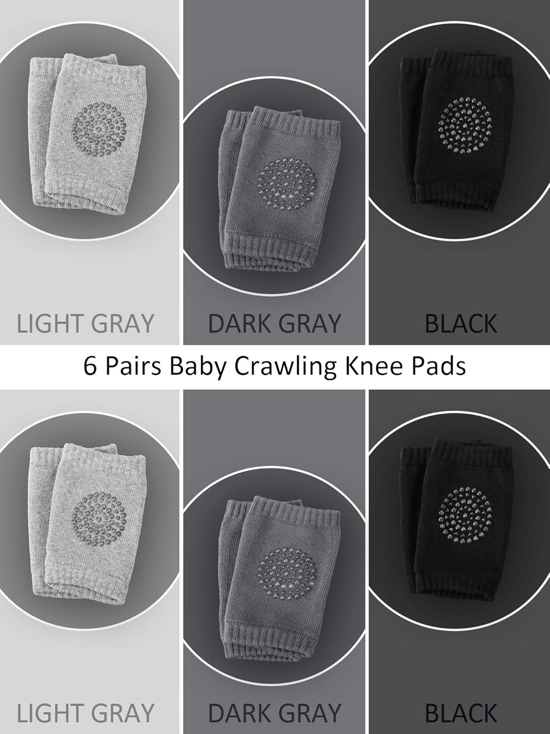 6 Pairs Crawling Knee Pads Anti-Slip Baby Knee Protectors Toddlers Leg Warmers