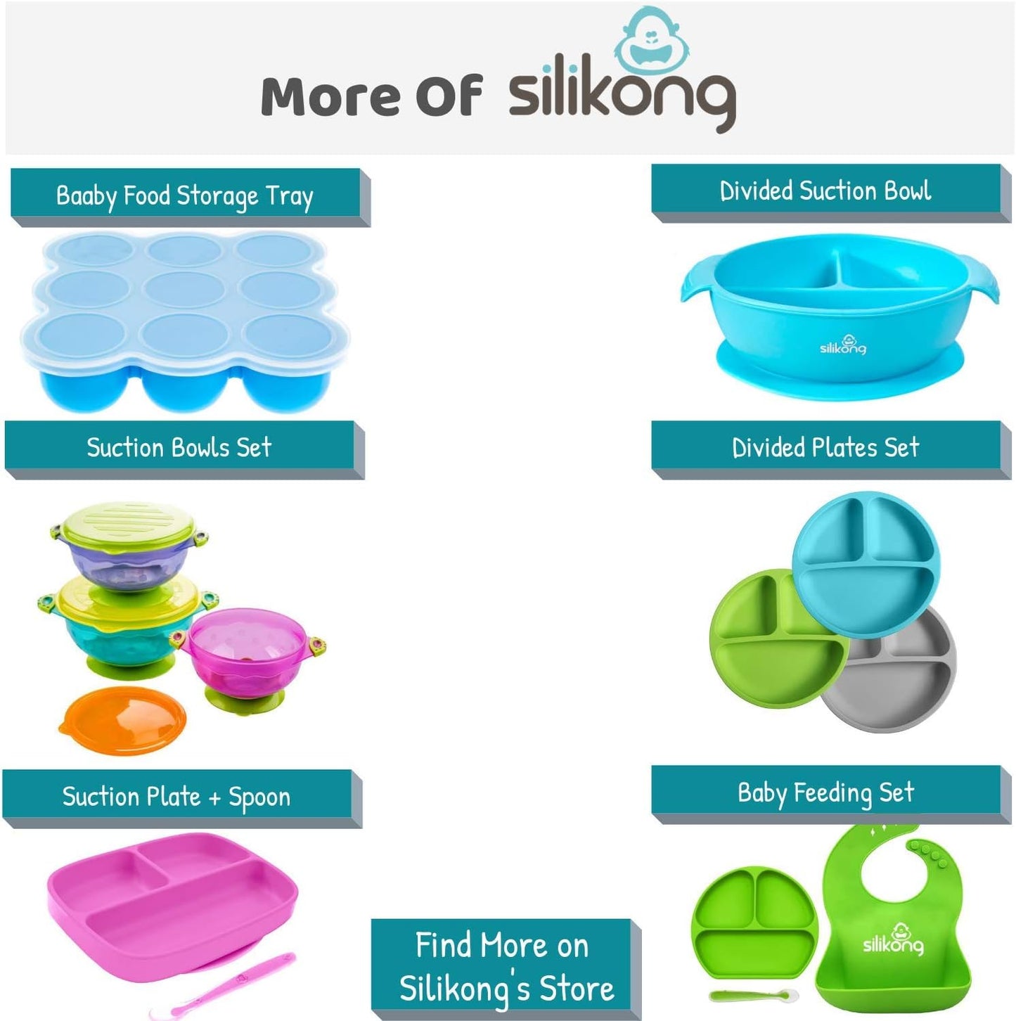 Silicone Baby Feeding Set | Suction Plate for Toddlers + Pocket Bib + Bendable Spoon | BPA Free | Dishwasher, Microwave and Oven Safe (Blue)