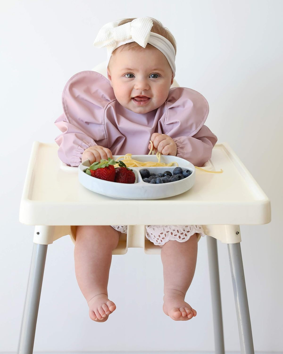 Waterproof Long Sleeve Baby Bibs for Baby Girl, Waterproof Bibs - Wipe Clean, Washable - Long Sleeve Feeding Bibs for Babies & Toddler with Food Catcher - Wearable Baby Smock for Eating…