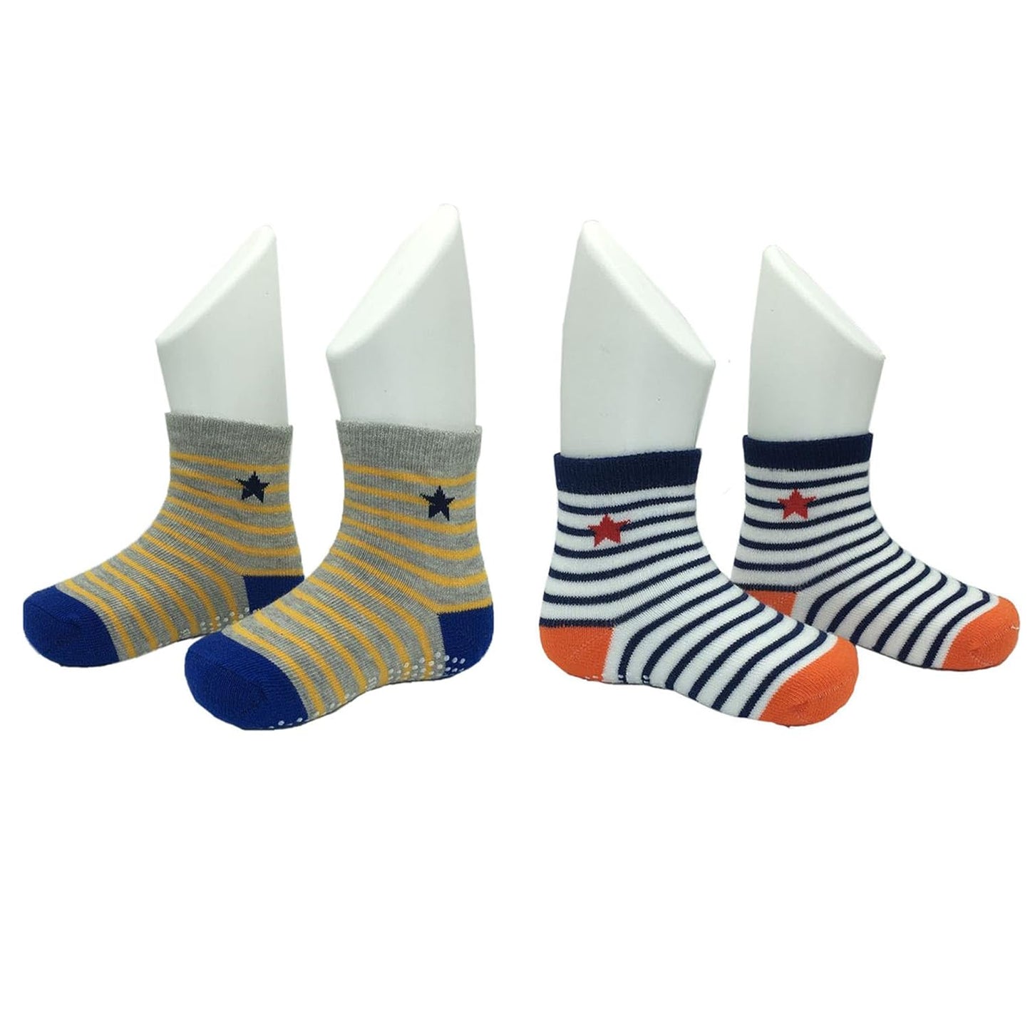 Assorted Non Skid Ankle Socks 5 Pairs 8-36 Months Baby Walker Boys Toddler anti Slip Knit Stripes Star Grips Socks