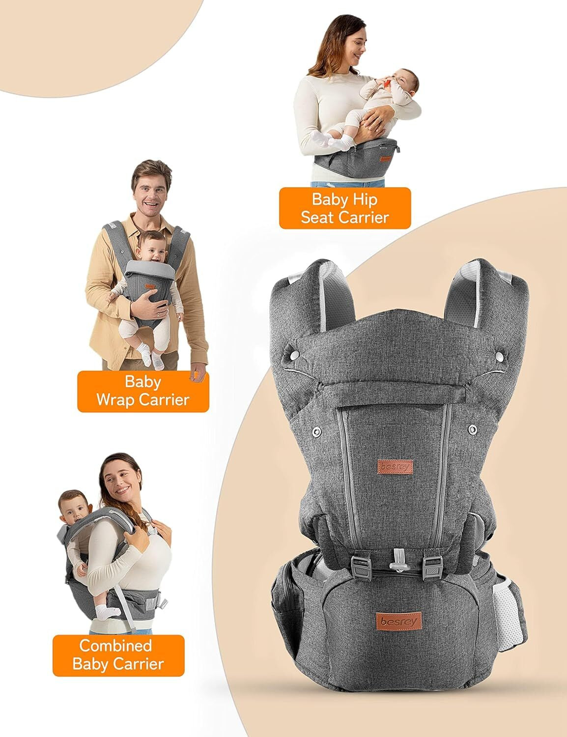 Baby Carrier with Hip Seat - Kangaroo Carrier Baby Body Holder with Waist Strap