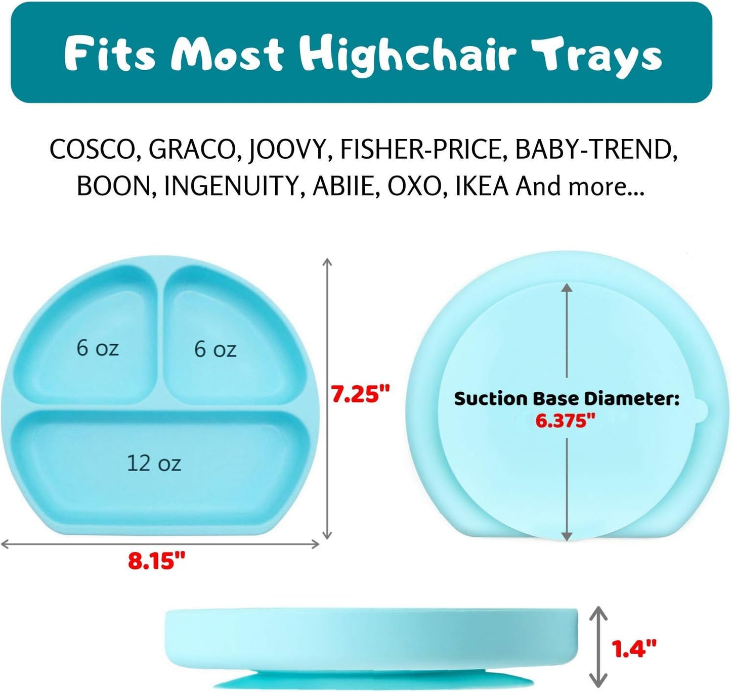Silicone Baby Feeding Set | Suction Plate for Toddlers + Pocket Bib + Bendable Spoon | BPA Free | Dishwasher, Microwave and Oven Safe (Blue)