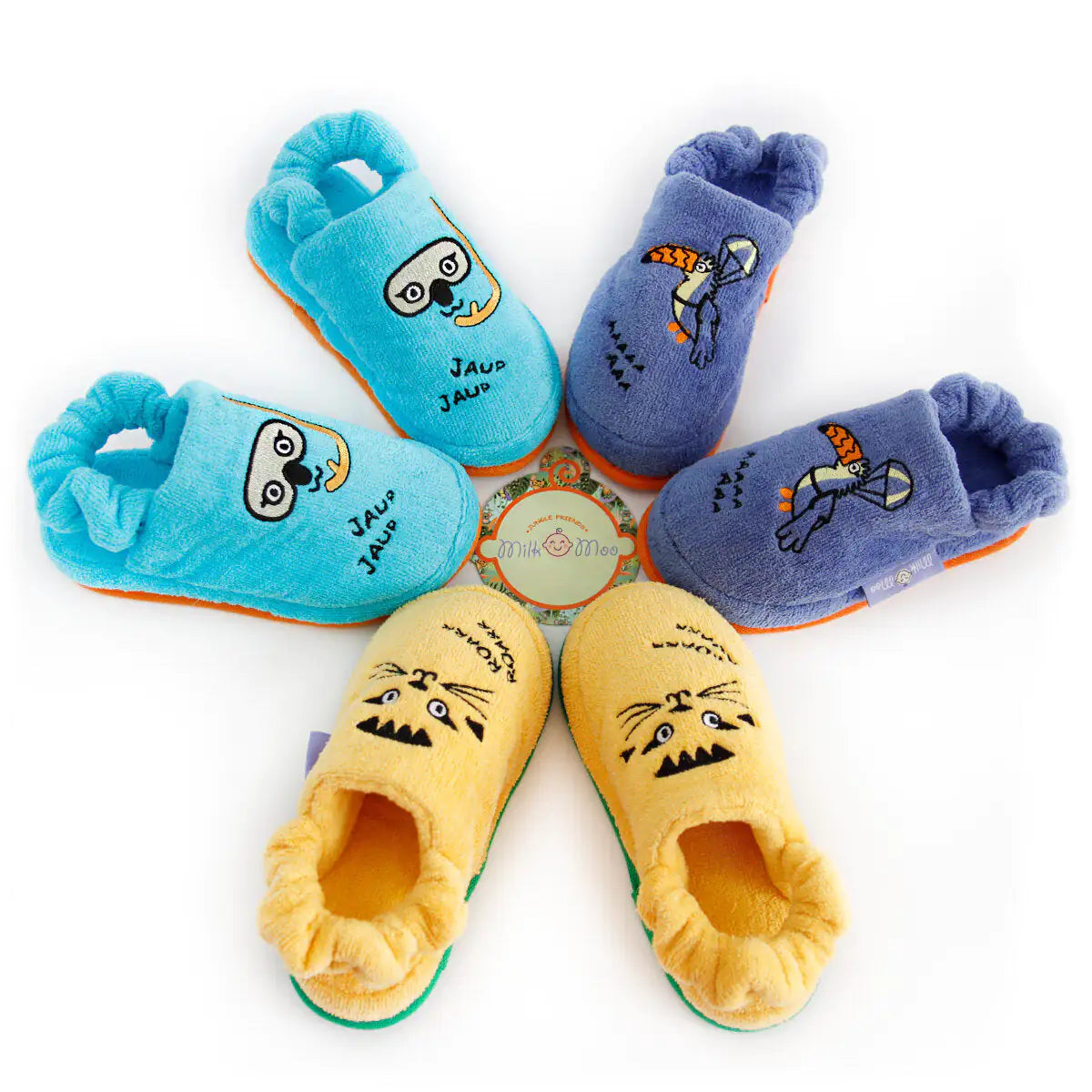 Milk&Moo Flying Toucan Kids Slippers – 100% Cotton, Anti-Slip Indoor House Shoes for Boys & Girls, EU 29–30 / US 12–12.5C