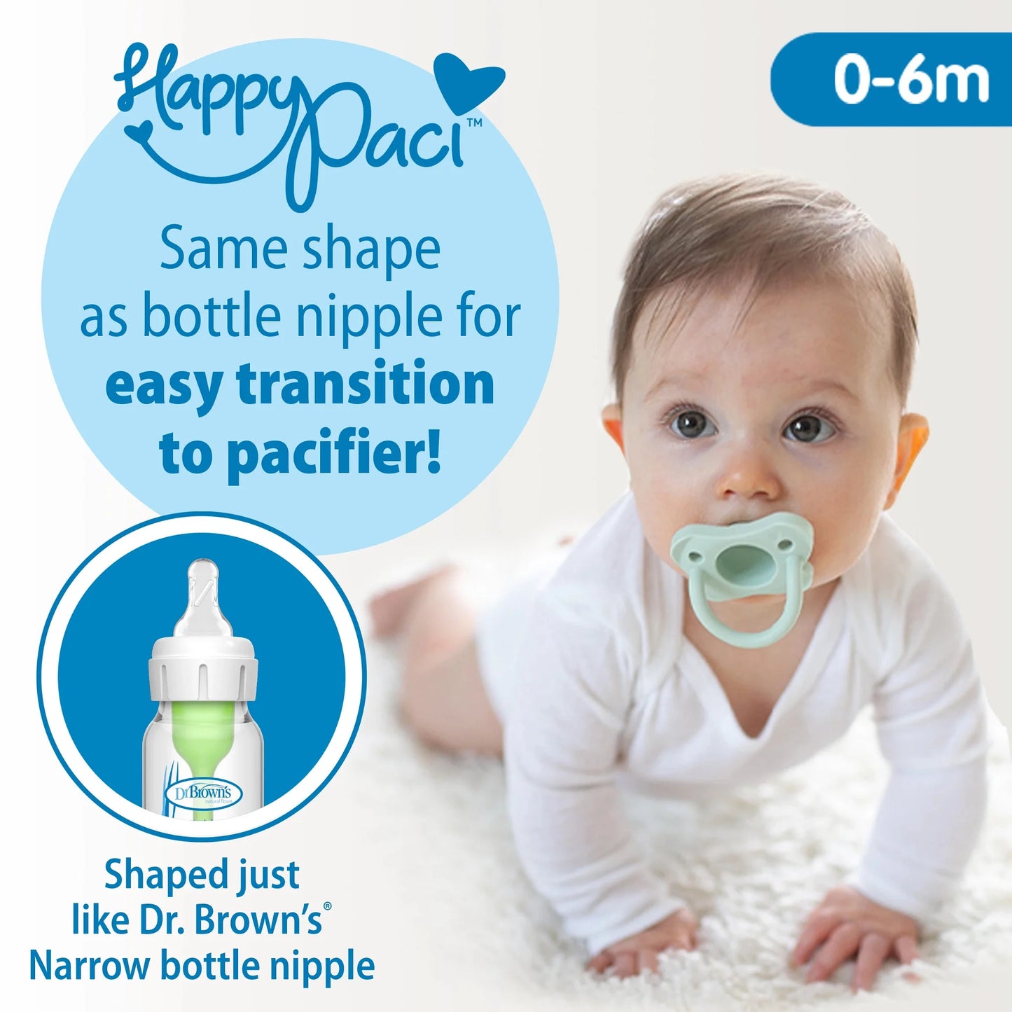 Anti-Colic Options+ Narrow Glass Bottle Starter Set, 4Oz / 8Oz Bottles, Levels 1, 2 Nipples, and Happypaci Pacifier