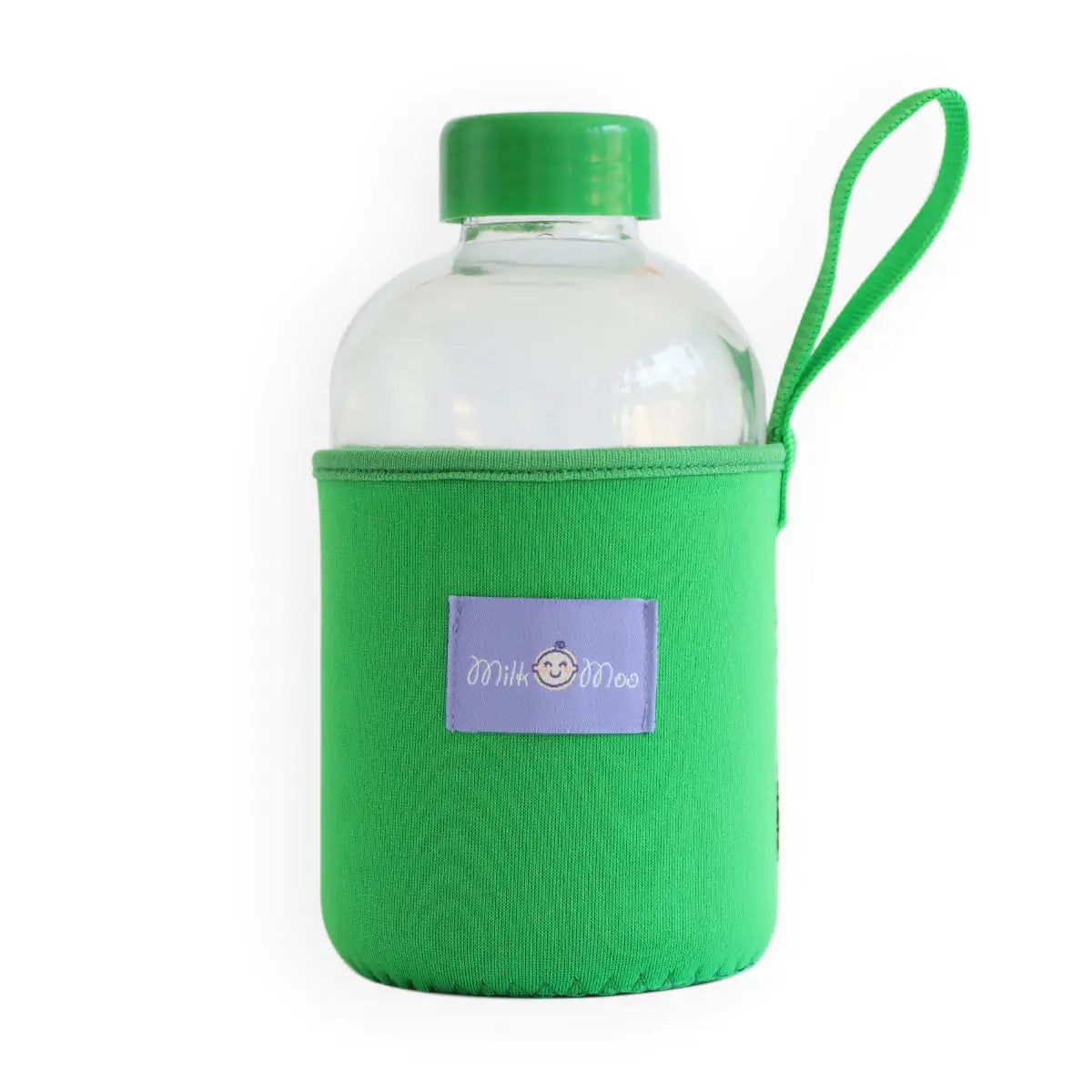 Milk&Moo Kids Glass Water Bottle – 600ml Skater Cheetah with Neoprene Sleeve, BPA-Free Lid | Leakproof, Eco-Friendly