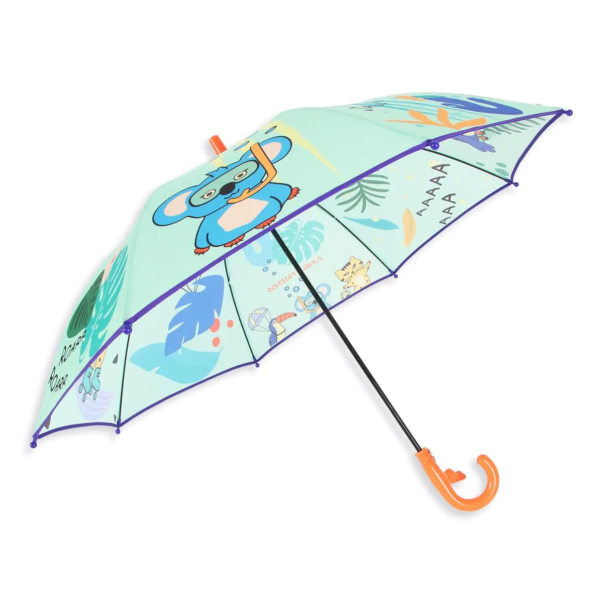 Milk&Moo Jungle Friends Kids Umbrella – Lightweight, Windproof, Manual Open, Unisex Design for Boys & Girls