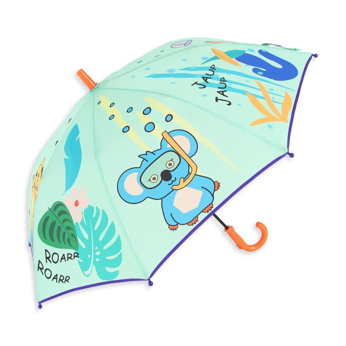 Milk&Moo Jungle Friends Kids Umbrella – Lightweight, Windproof, Manual Open, Unisex Design for Boys & Girls