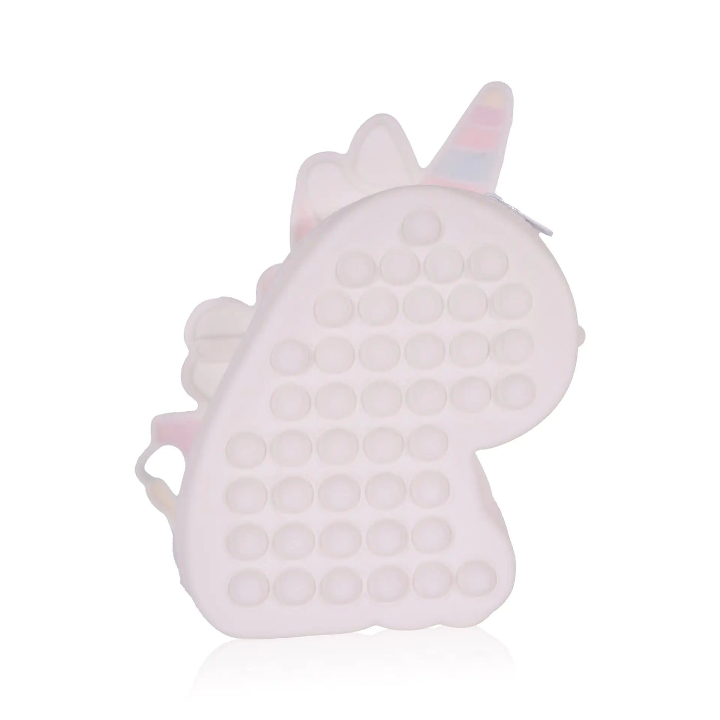 Ogi Mogi Silicone White Unicorn Shoulder Bag – Cute Pop Fidget Purse for Kids, Soft & Durable Crossbody Bag for Girls