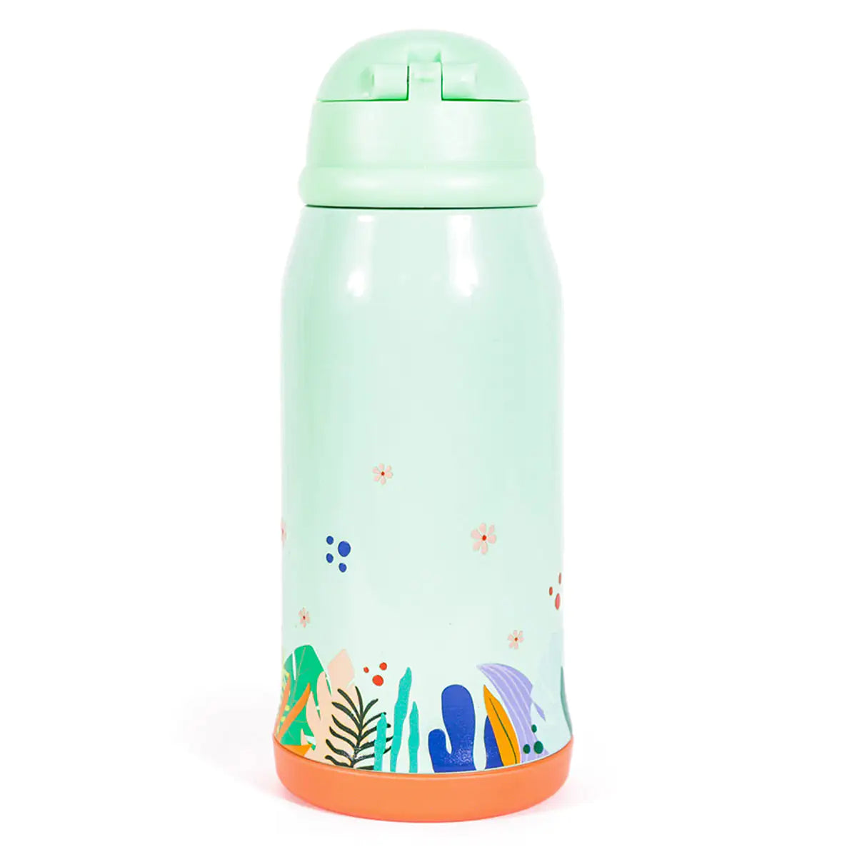 MILK&MOO Jungle Friends Kids Water Bottle with Bag – 18.5oz Stainless Steel, BPA-Free, Leakproof, 3 Lids, Insulated for Hot & Cold Drinks