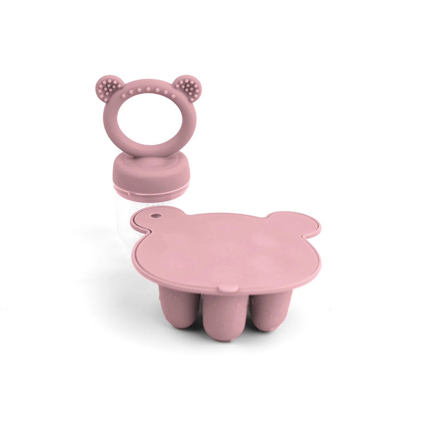 Silicone Baby Fruit Food Feeder Pacifier & Breastmilk Popsicle Freezer Molds, Baby Food Storage Containers Breast Milk Ice Cubes for Baby Teething & Infant Self Feeding, BPA Free (Pink)