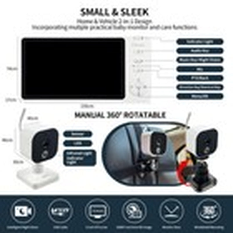 Baby Car Camera Backseat Wireless Baby Monitor with Camera (Max. Range 1000FT...
