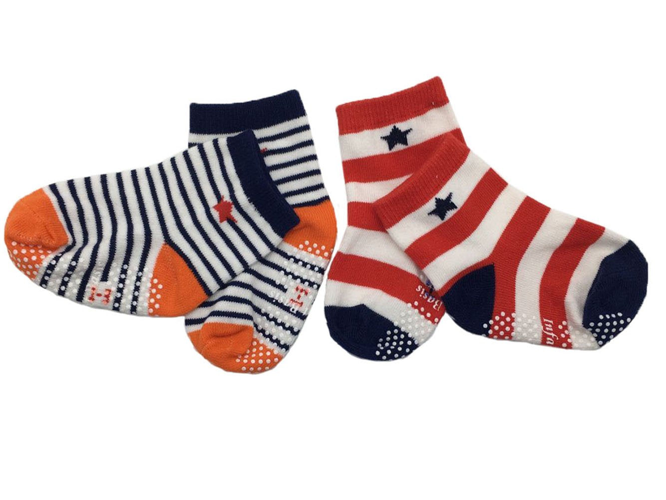 Assorted Non Skid Ankle Socks 5 Pairs 8-36 Months Baby Walker Boys Toddler anti Slip Knit Stripes Star Grips Socks