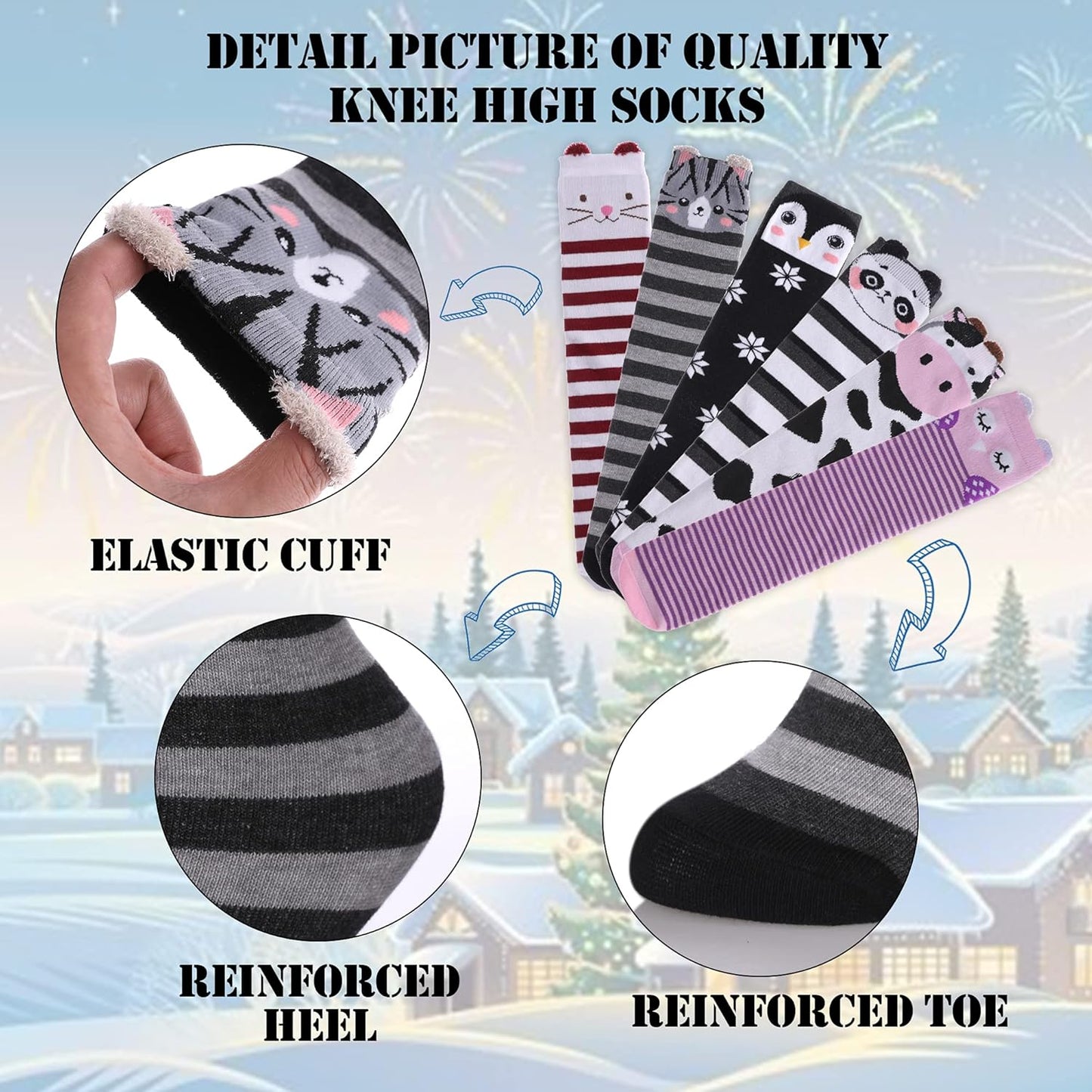 3-12 Year Old Girls Knee High Socks Kids Cute Crazy Funny Animal Pattern Long Boot Socks 6 Pairs