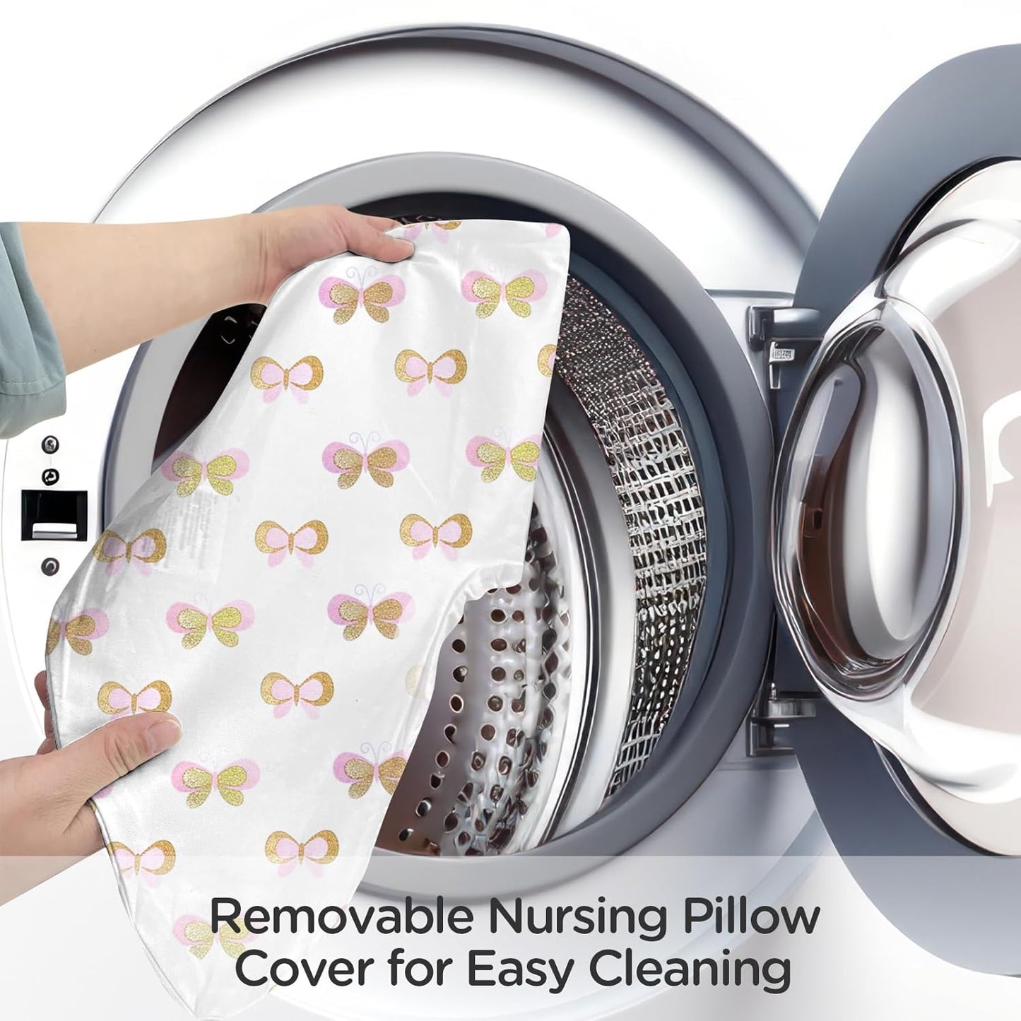 Nursing Pillow, Breast Feeding Pillows for Mom, Butterfly Soft Cover with Breathable Filling, Feeding Support Pillow for 0-12 Months, Multifunctional Support Cushion for Travel