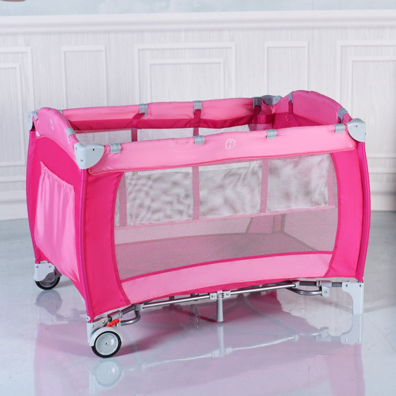 3-In-1 Foldable Baby Crib Playpen with Mosquito Net and Carry Bag
